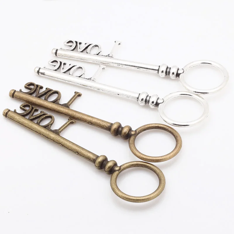 2 цвета металлическая любовь большая форма ключа очарование для DIY винтажные