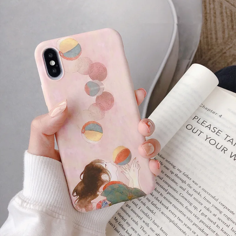 

Japanese girls clothes Kimono Retro pink Cute phone case for coque iphone 7 plus 8 6s plus case silicon for iphone cover X XR XS
