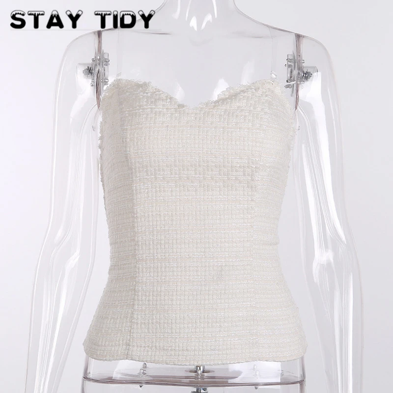 Женский топ на тонких бретельках STAY TIDY топ-бюстье без бретелек с вырезом лодочкой
