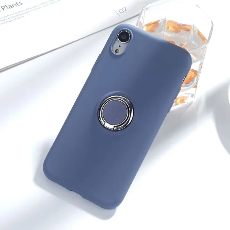 Gray Обновленный жидкий силиконовый чехол-держатель для Xiaomi mi 9 mi 9 Red mi Note 7 Pro с кольцом-подставкой противоударный чехол мягкий чехол - Цвет: Gray