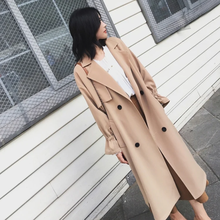 Весенний Повседневный Тренч Женский Осенний розовый плащ женская Свободная