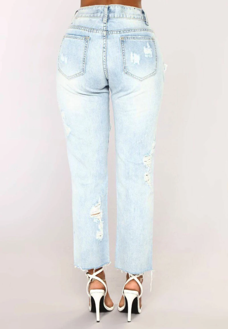 SEXY WOMEN JEANS Long tassel Jeans Women High Waist Skinny Pencil Blue Denim Pants ripped hole cropped slim fit women |