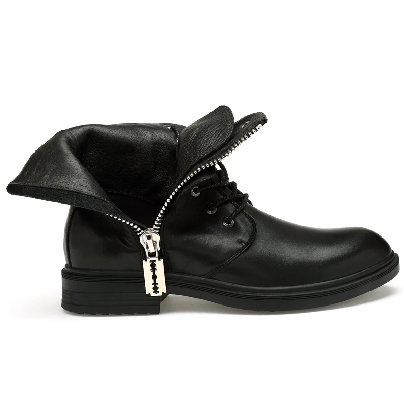 winter New Arrivals Fashion Ankle Boots Men Upgrade Motorcycle Boots Wear Comfort Black First layer calfskin boots 36-46