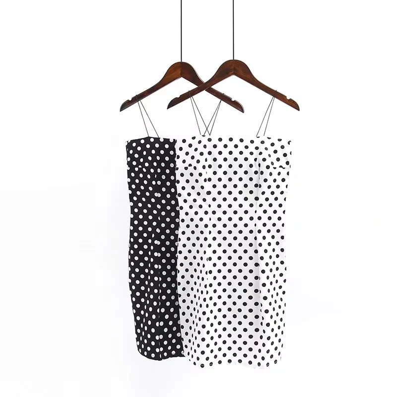 Wonder 2018 лето сексуальный горошек Спагетти ремень Мини платье повседневное без
