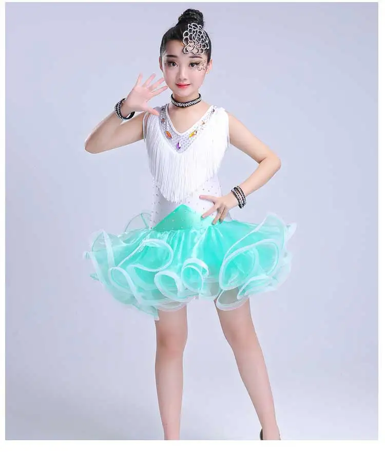 High Quality Children Latin Dance Dress for Competition Girls Tassel Vestidos Skirt Kids Ballroom Costume 90 | Тематическая одежда