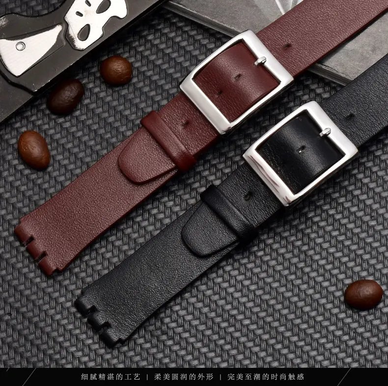 Подходит для swatch кожаный ремешок для часов SYXS116 серии мужской и женский браслет с интерфейсом bump тонкий кожаный ремень мягкий и удобный