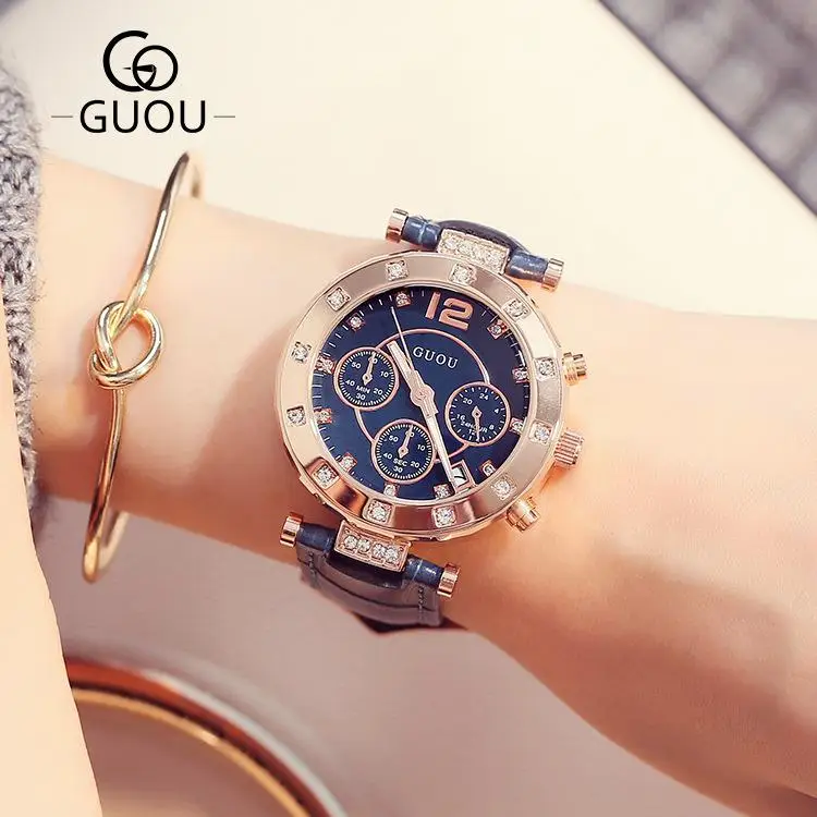 Женские Кварцевые Часы GUOU модные часы с ремешком на запястье|hodinky brand|hodinky womenhodinky