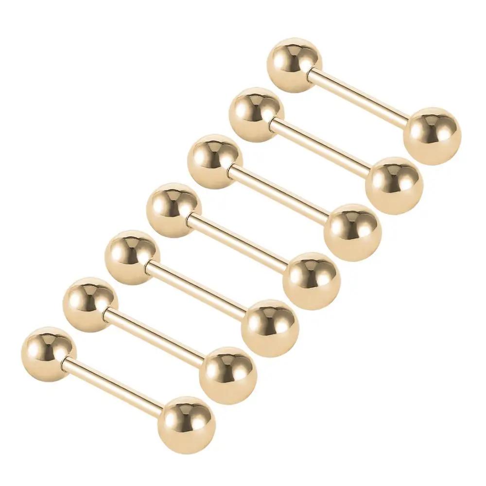 7pcs Gold 7 шт./лот титановое покрытие пирсинг языка королевская подвеска девочек 14G язык штанги для пирсинга качество Нержавеющая сталь Украшения для тела SD84 - Окраска металла: 7pcs Gold