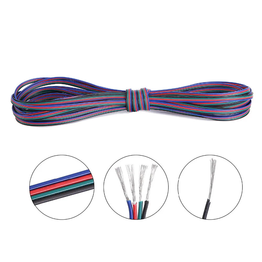Удлинительный RGB кабель с катушкой 4 контакта 18/20/22 AWG светодиодные ленты