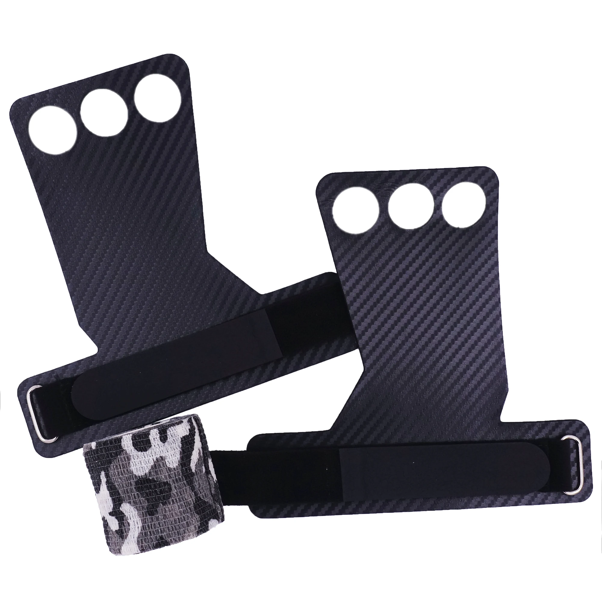 Ручки из углеродного волокна с 3 отверстиями перчатки для тренажерного зала