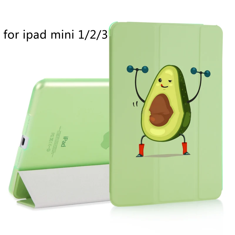 Магнитный чехол-книжка с милым мультяшным авокадо для Apple iPad Mini 5, чехол для iPad Mini 2 3 4 из искусственной кожи, складной чехол-книжка для планшета - Цвет: B200107-mini123