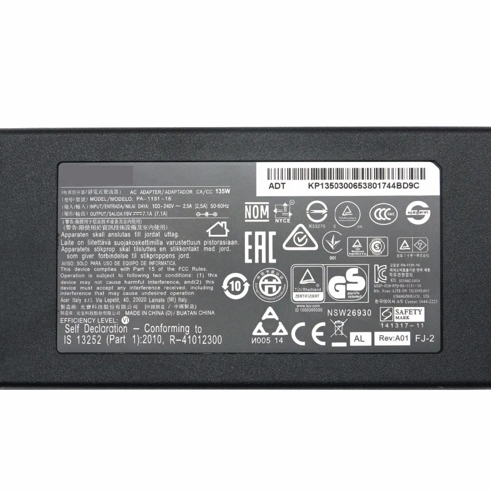 Адаптер для ноутбука Acer Aspire V17 Nitro VN7 792G 59CL T PA 1131 16 135*5 5 мм 19 в 1 7 А Вт|Адаптеры