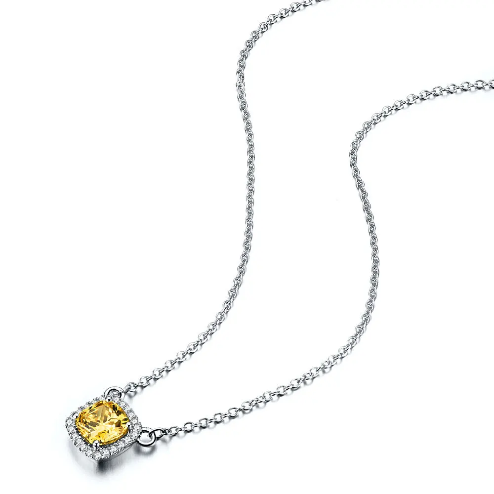 2Ct Золотая подушка с синтетическими бриллиантами кулон ожерелье заявление