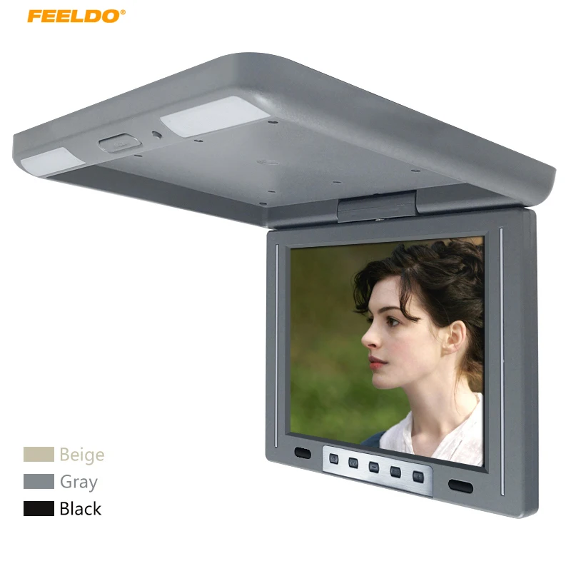 

FEELDO 12" Car/Bus TFT LCD Roof Mounted Monitor Flip Down Monitor 2-Way Video Input 12V