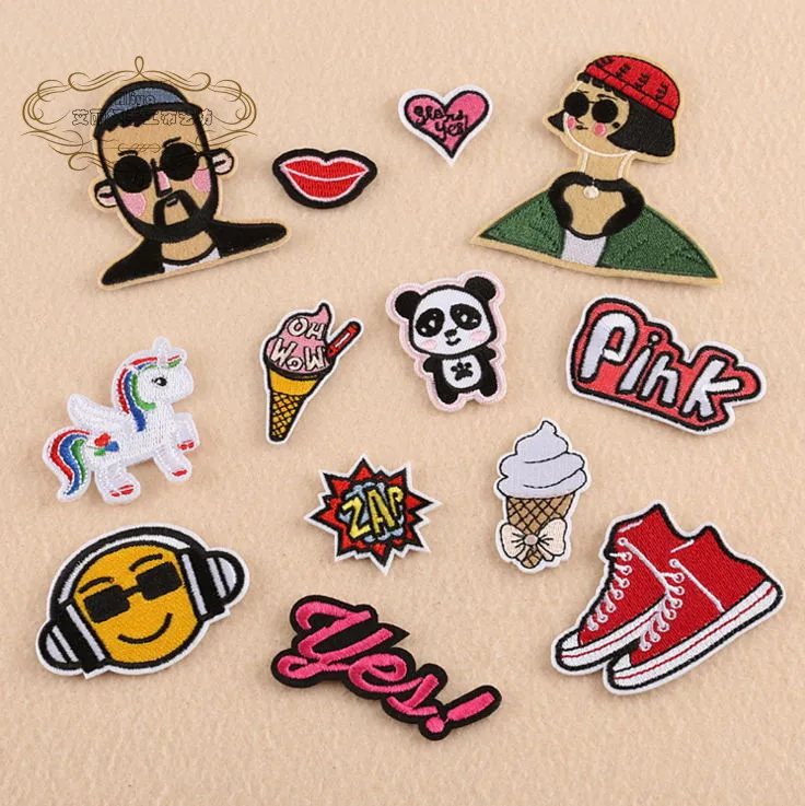 1 шт. ZAP да губы панда обувь вышитая утюгом Мультяшные нашивки тканевые аксессуары