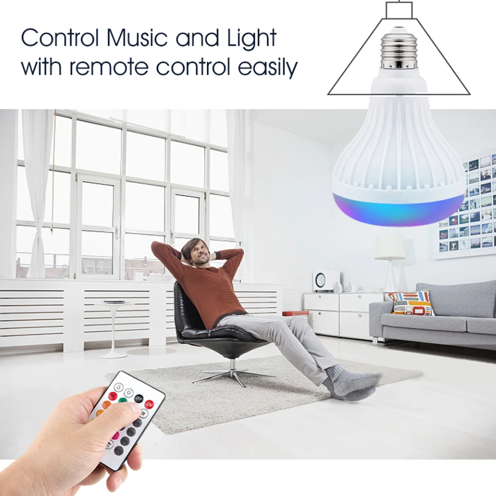 Умная E27 RGB Bluetooth Колонка Светодиодная лампа 12 Вт музыка игра диммируемая