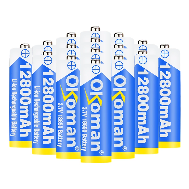 Okoman 18650Bat 3 7 V 18650 аккумулятор литиионый 12800mAh литий ионная литиевая батарея для