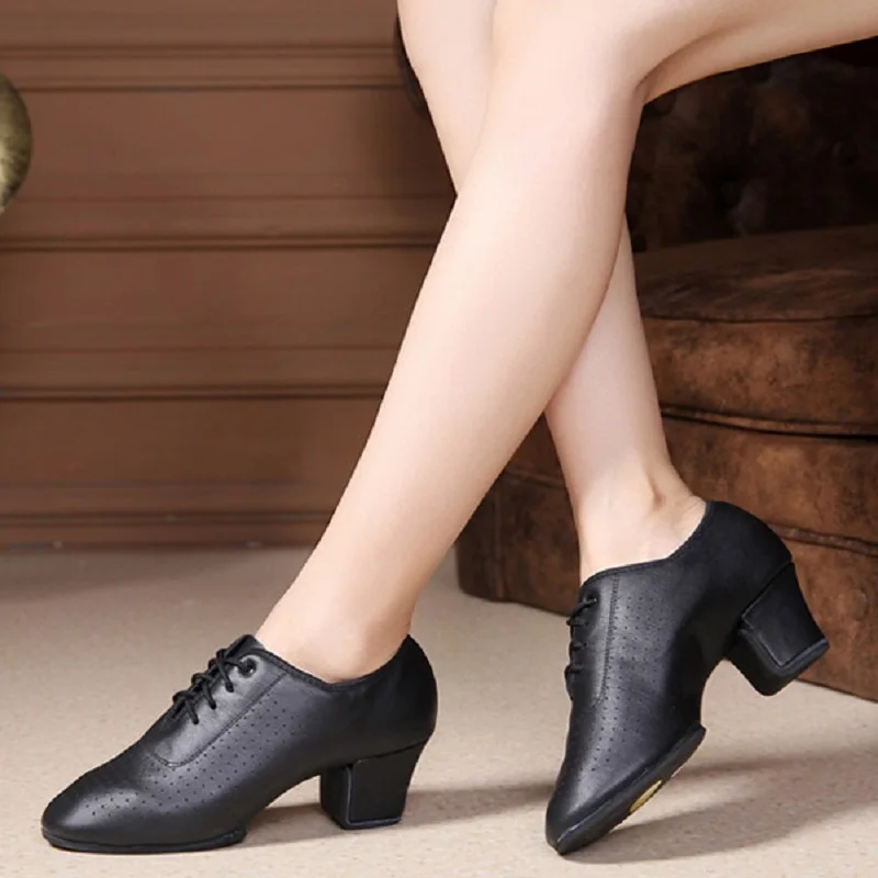 

Four Colors Leopard Red Genuine Leather Black1 Genuine Leather Black2 Nubuck Heel Height 5cm Ballroom Dance Shoes Women NB097