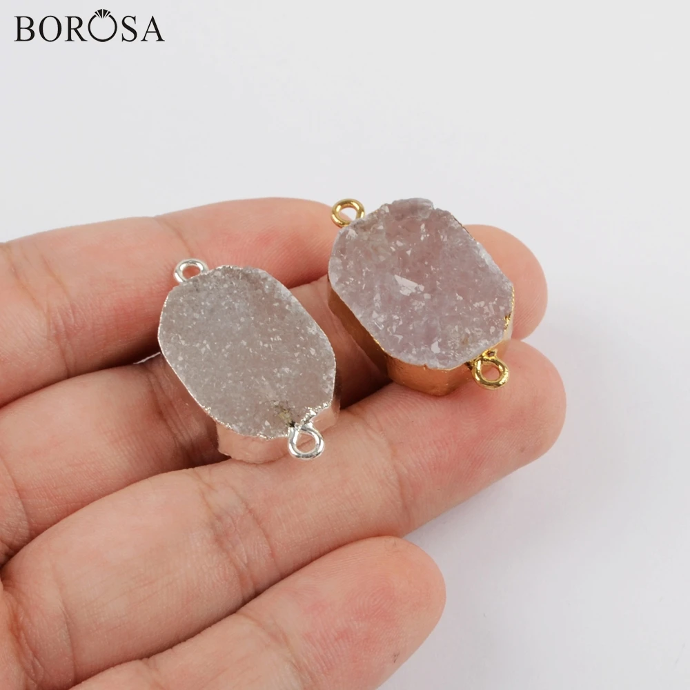 BOROSA Оптовая Продажа Натуральные Агаты Drusy двойные амулеты позолоченный Druzy