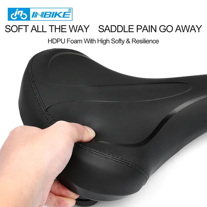 

INBIKE Bicycle Saddle with Tail Light Widen MTB Road Bike Soft Comfortable Seat Spare Parts Cushion Cycling Equipment
