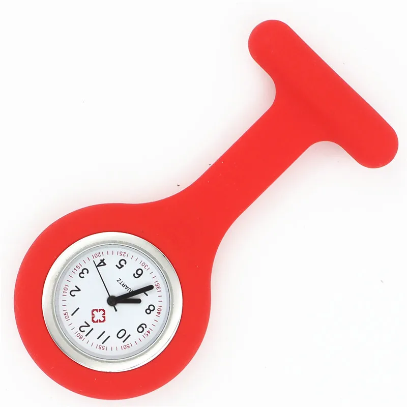 red silicone nurse watch fob pocket quartz medical watch dots doctor nursing lapel gift hospital health brooch watch wholesale - Цвет: red