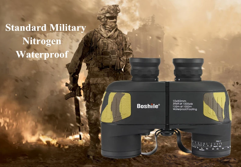 Boshile военный 10X50 бинокль мощный телескоп с дальномером HD качество азот водонепроницаемый бинокль Lll ночное видение