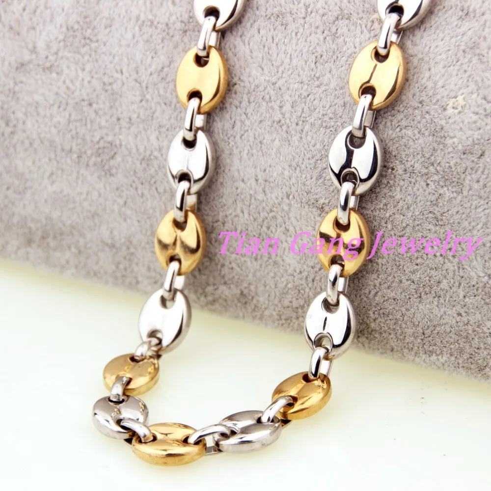 Винтажное ожерелье из кофейных зерен шириной 9 мм браслет нержавеющей стали для