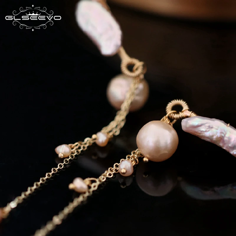 GLSEEVO Original Design Handmade Natural Fresh Water Pearl Choker Necklace For Women Wedding Fine Jewelry Collier Femme GN0076 | Украшения