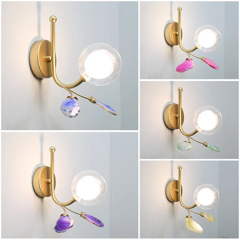 

Modern Led Indoor Colorful Wall Lamps Fixture Luminaire agate Sconce Wall Light Corridor Bedside Kid Room Decoration