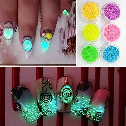

1 Box New Nail Glitter Powder Luminous Nail Art Sticker Tips DIY Acrylic Manicure Tool Nail Decoration Accessories Pigment Tool