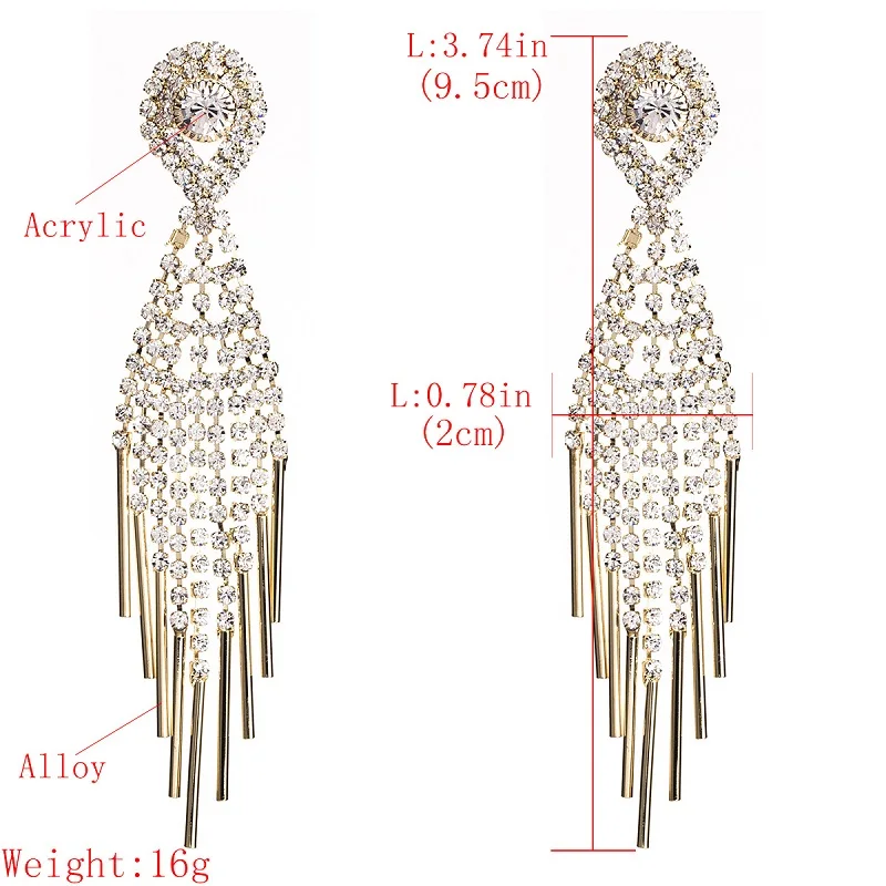 Naomy&ampZP Luxury Wedding Earrings For Women Tassel Bohemian Boho Drop Long Crystal Dangle Jewelry Wholesale | Украшения и