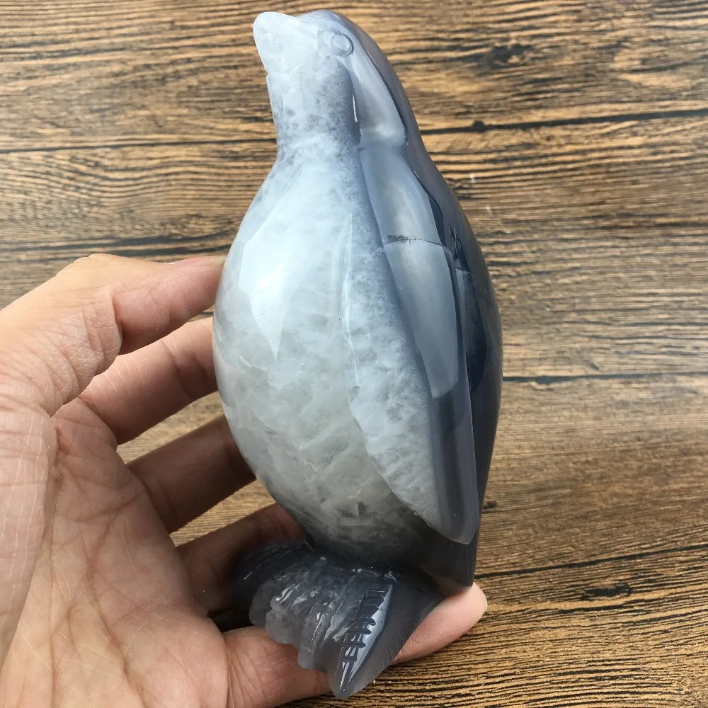 1.27LB Natural Geode Agate quartz penguin skull hand Carved crystal MK03 | Дом и сад