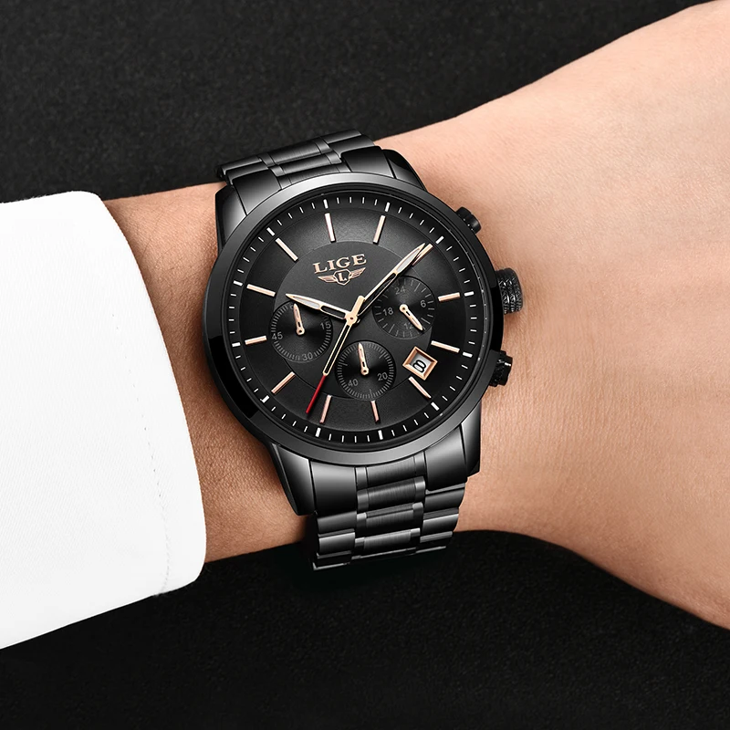 LIGE Спорт часы аналоговые кварцевые для мужчин лучший бренд класса люкс s