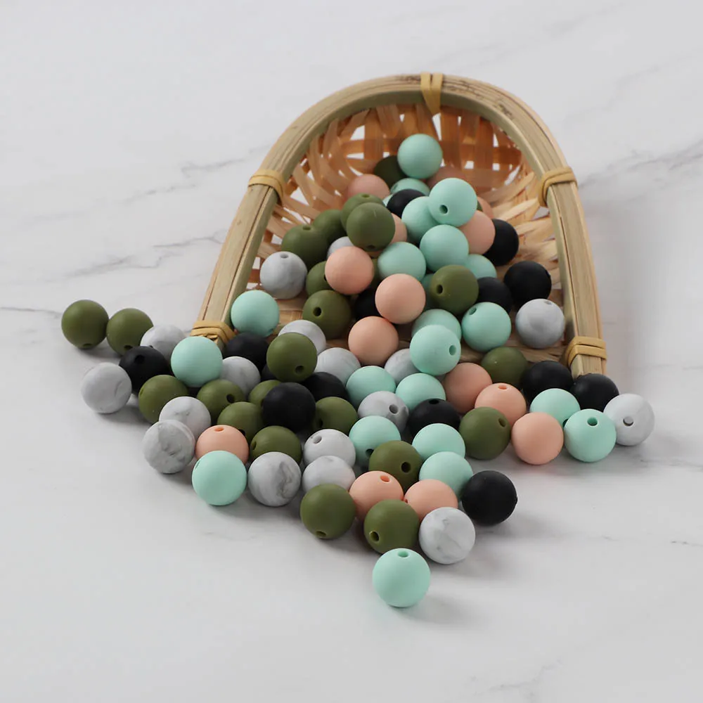TYRY.HU 30PC Silicone Beads 12mm Baby Teething Necklace Toy Accessories DIY pacifier Chain Nurse Gift Food Grade Pearls | Мать и ребенок