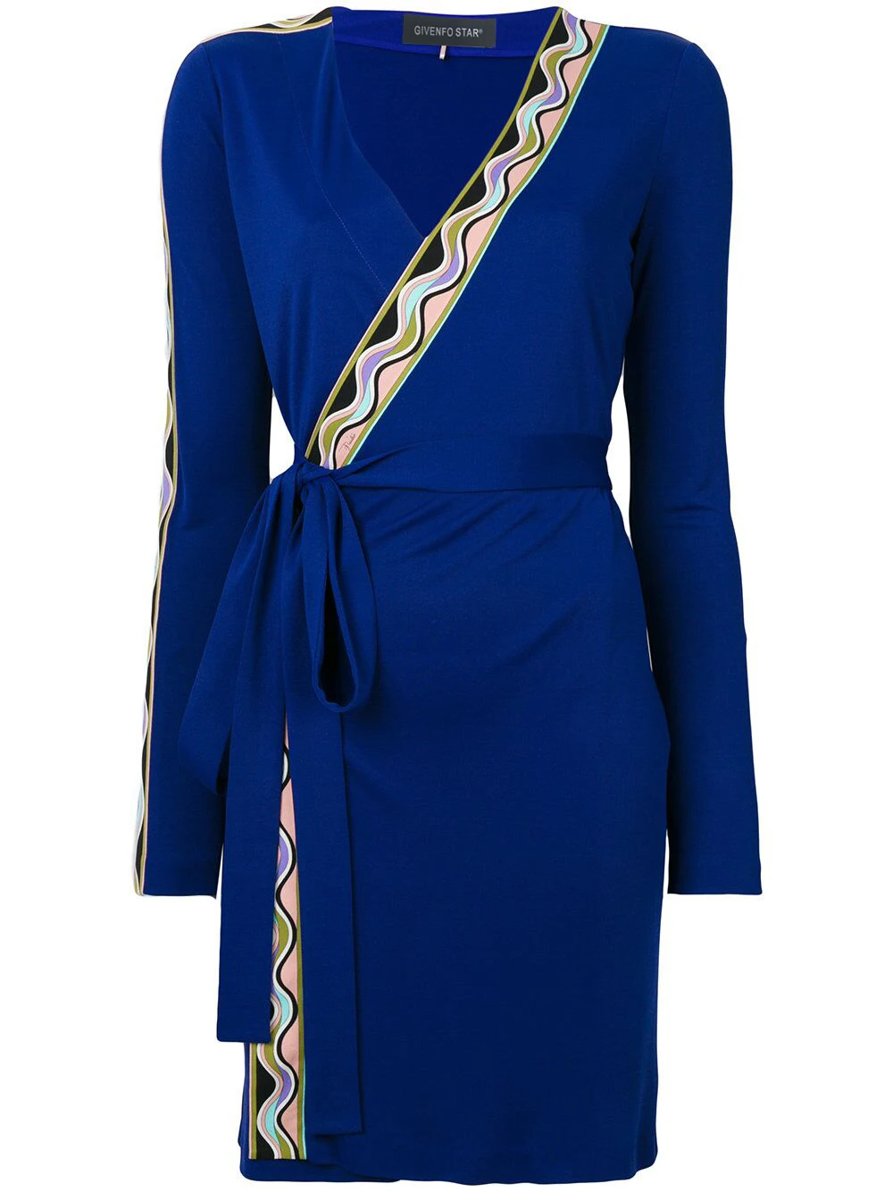 Женское эластичное трикотажное платье-блузка с длинным рукавом v-образным