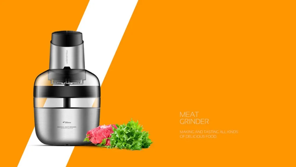 Xiaomi Deerma нержавеющая сталь электрическая мясорубка овощи фрукты 1.8L тройной ударопрочный низкий шум защита безопасности