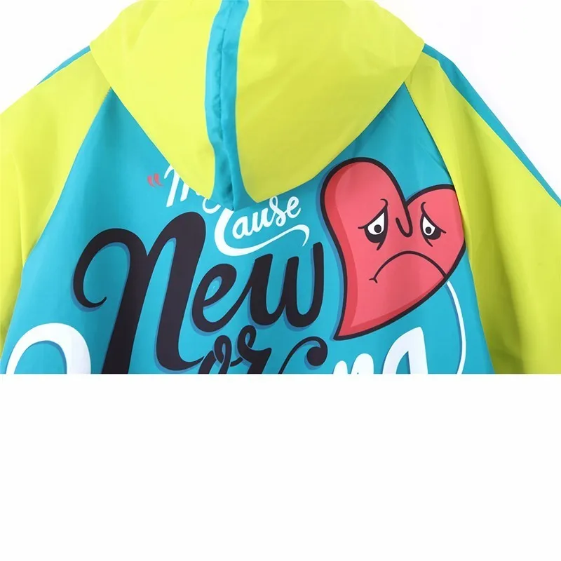 Women Spring Autumn Windbreaker Jacket Fashion Short Letter Printed Hit Color Hooded Tops Casual Loose Hoodies Coat Femme SR173 | Женская