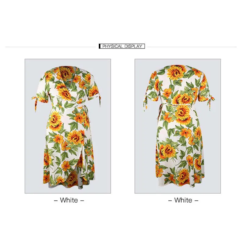 2019 летнее женское платье с подсолнухами Пляжное плюс размер шифоновое Boho платья