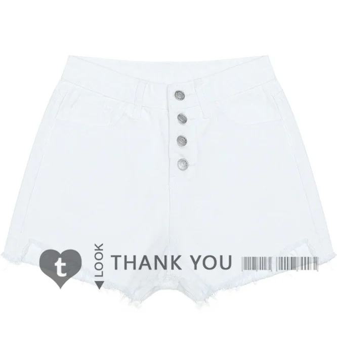 Women Denim Shorts 2018 Summer Fashion High Rise Vintage Cut Off Raw Button Fly Frayed Short Jean Hot Pants Black Blue White |