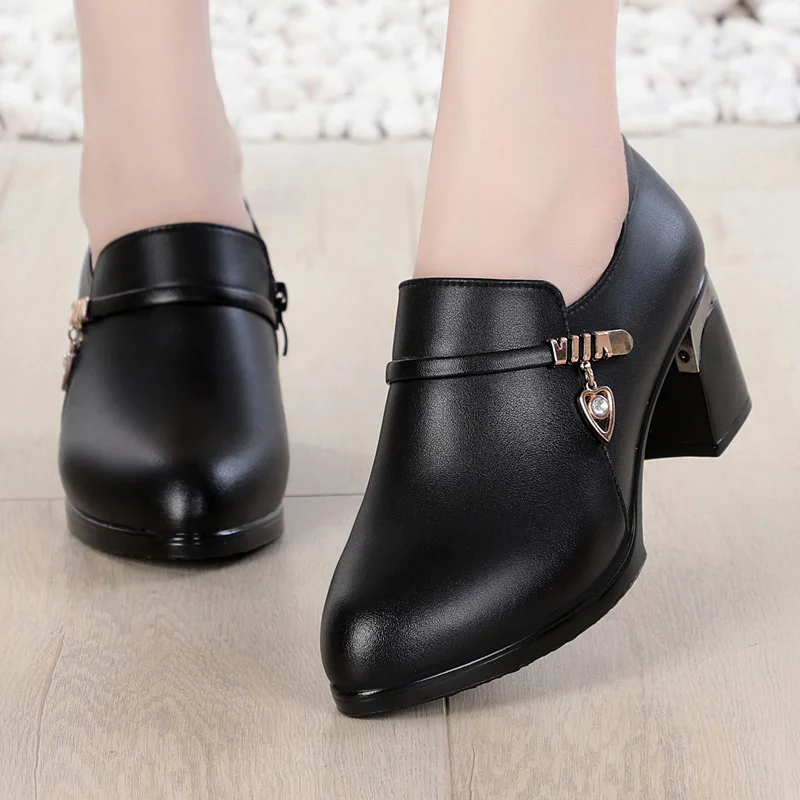 

Hot 2019 New Spring Deep Mouth Women High Heel Shoes Elegant Large Size Fashion Shoes Plus Velvet Warm Winter Shoes Woman Pumps