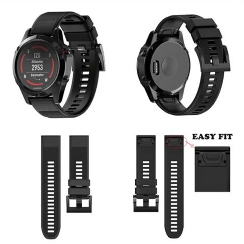 26 мм/22 мм силиконовый ремешок для наручных часов Garmin Fenix 5X 5 5S Plus 3 3HR D2 S60 Quick Release Easyfit