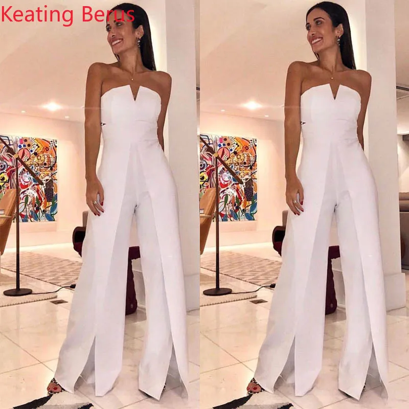 Женский Летний комбинезон сексуальный Топ Без Рукавов Сплит длинный Slim Fit