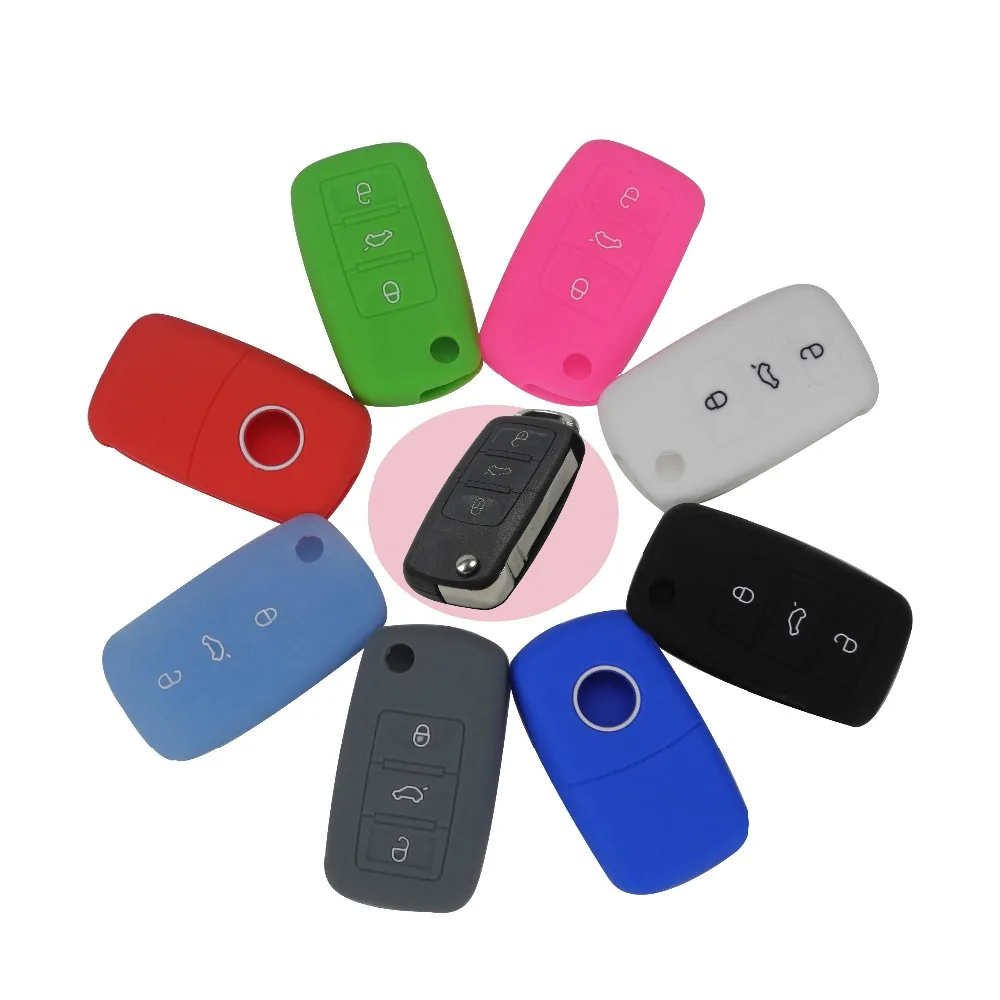 Jingyuqin 10p 3 кнопки силиконовый чехол для ключей автомобиля для VW Golf Bora Jetta POLO Passat Skoda Superb Octavia Fabia SEAT Ibiza Leon