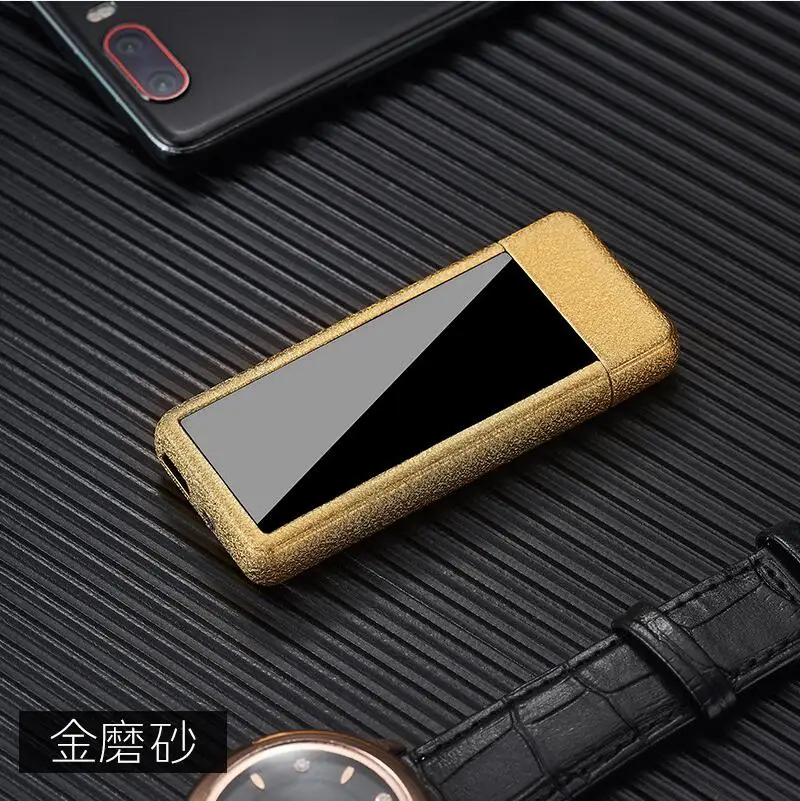 9 Полный Экран шаблон электронная usb-зажигалка Вольфрам турбо зажигалка интеллигентая(ый) сенсорный светодиодный двухсторонняя зажигалка - Цвет: 9