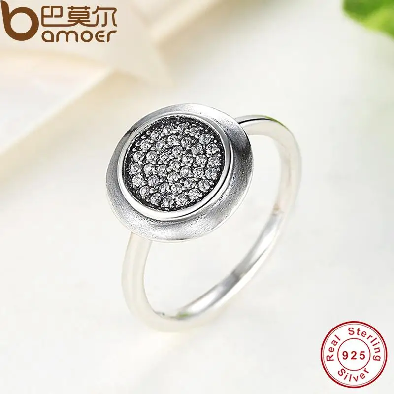 Настоящее серебро 925 проба фирменное круглое кольцо с прозрачным фианитом