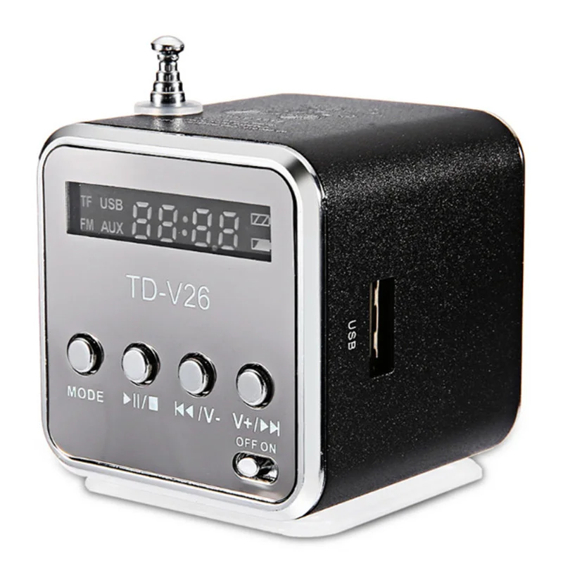 Outdoor Portable TD-V26 Digital FM Radio Speaker Mini Receiver With LCD Stereo Loudspeaker Support Micro TF Card | Электроника