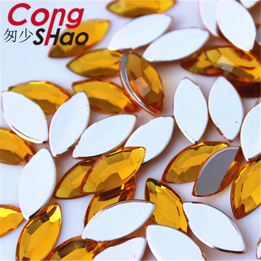 Разноцветные акриловые стразы Cong Shao 300 шт. 7*15 мм с плоской задней поверхностью