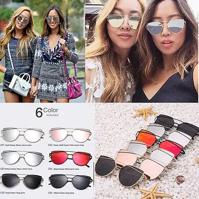 Женские зеркальные солнцезащитные очки в стиле ретро с металлической оправой