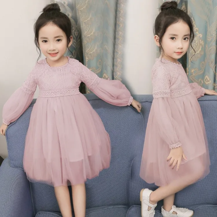 Летняя детская одежда для девочек с рукавами-фонариками платье сетки лоскутное