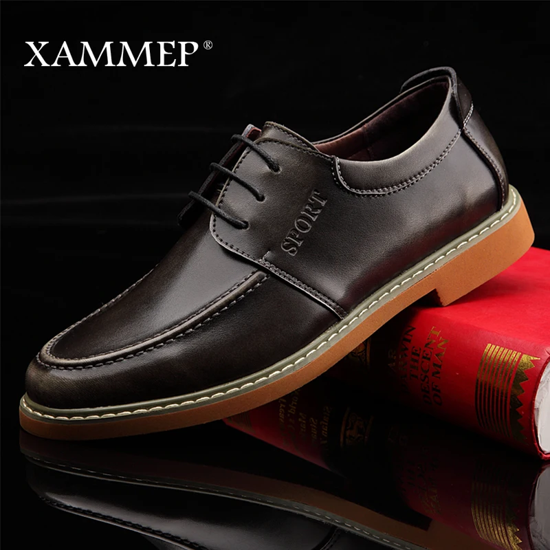 Men Casual Shoes Brand Sneakers Spring Autumn Split Leather Flats Lace up Hight Quality Plus Big Size Xammep |